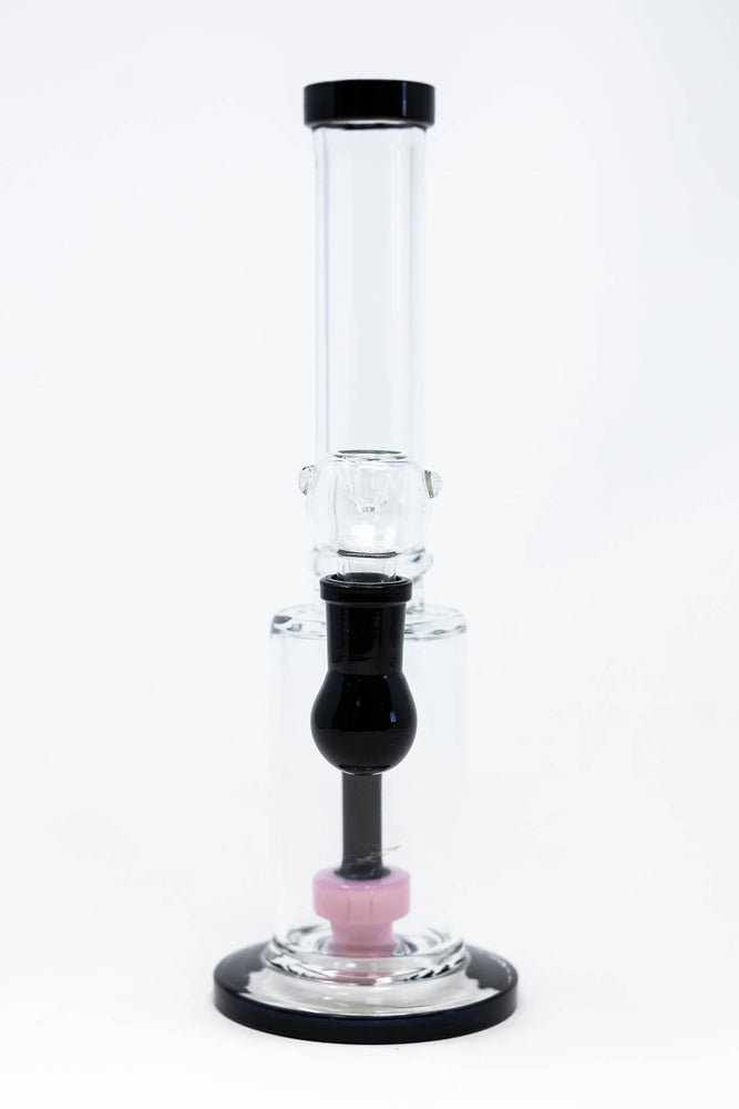 12" Black & Pink Flat Base Bong