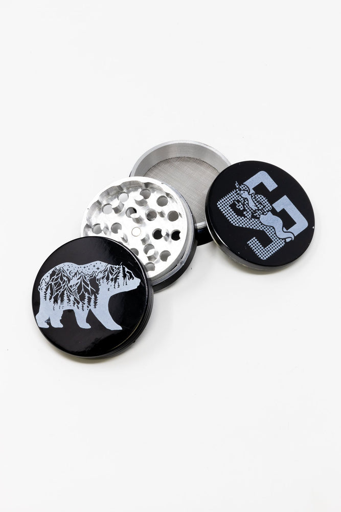 4 pc Black Cali Bear Magnetic Metal Grinder w/ Sharp Teeth