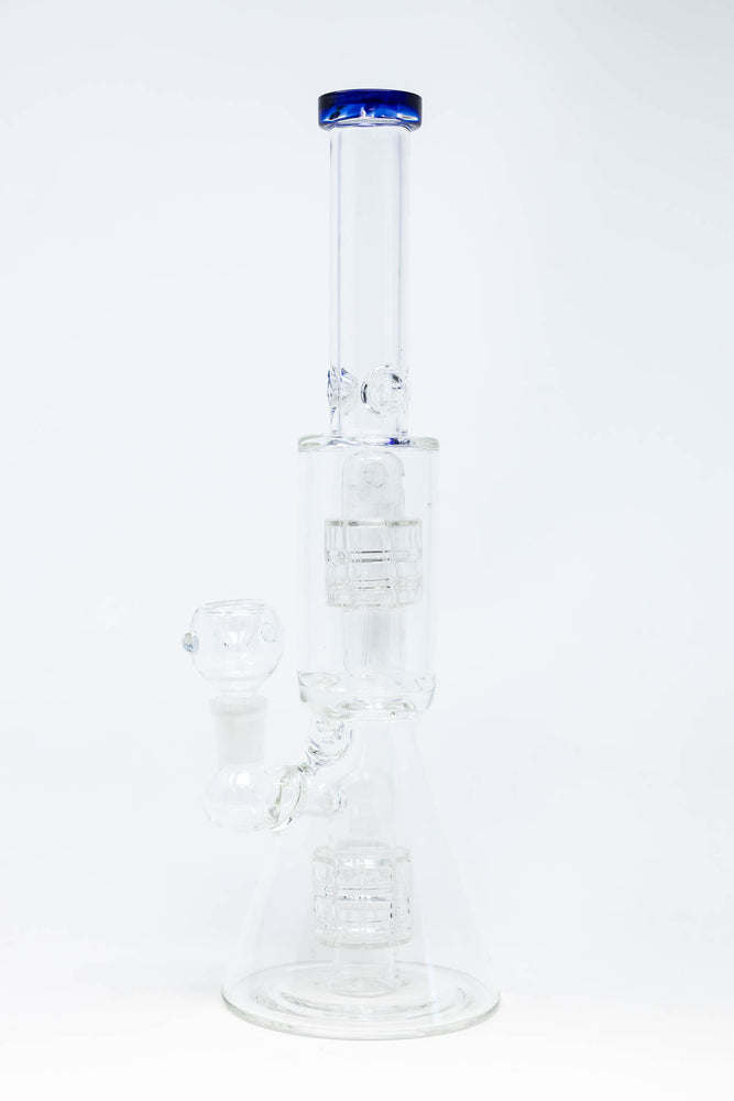 12" Blue Double Percolator Beaker Bong w/ Ice Catcher