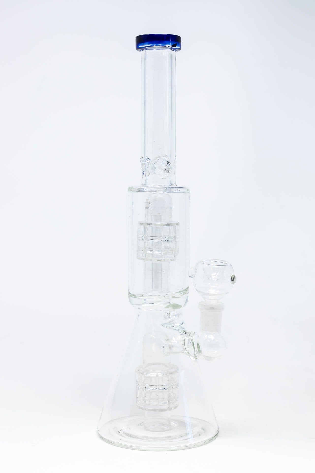 12" Blue Double Percolator Beaker Bong w/ Ice Catcher