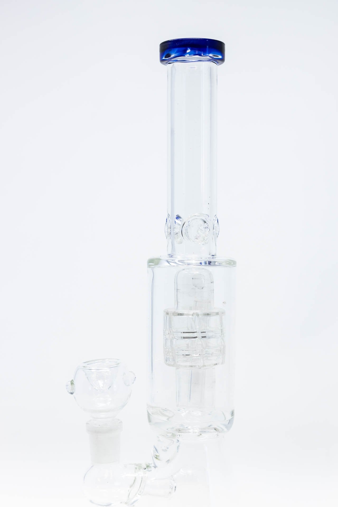 12" Blue Double Percolator Beaker Bong w/ Ice Catcher