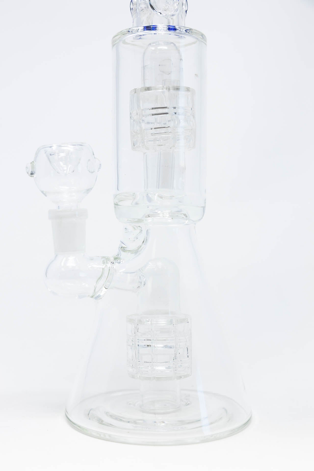 12" Blue Double Percolator Beaker Bong w/ Ice Catcher