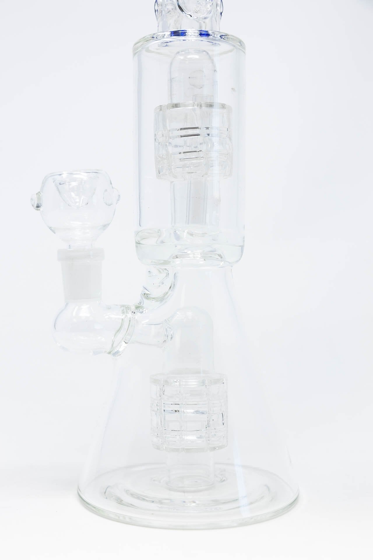 12" Blue Double Percolator Beaker Bong w/ Ice Catcher