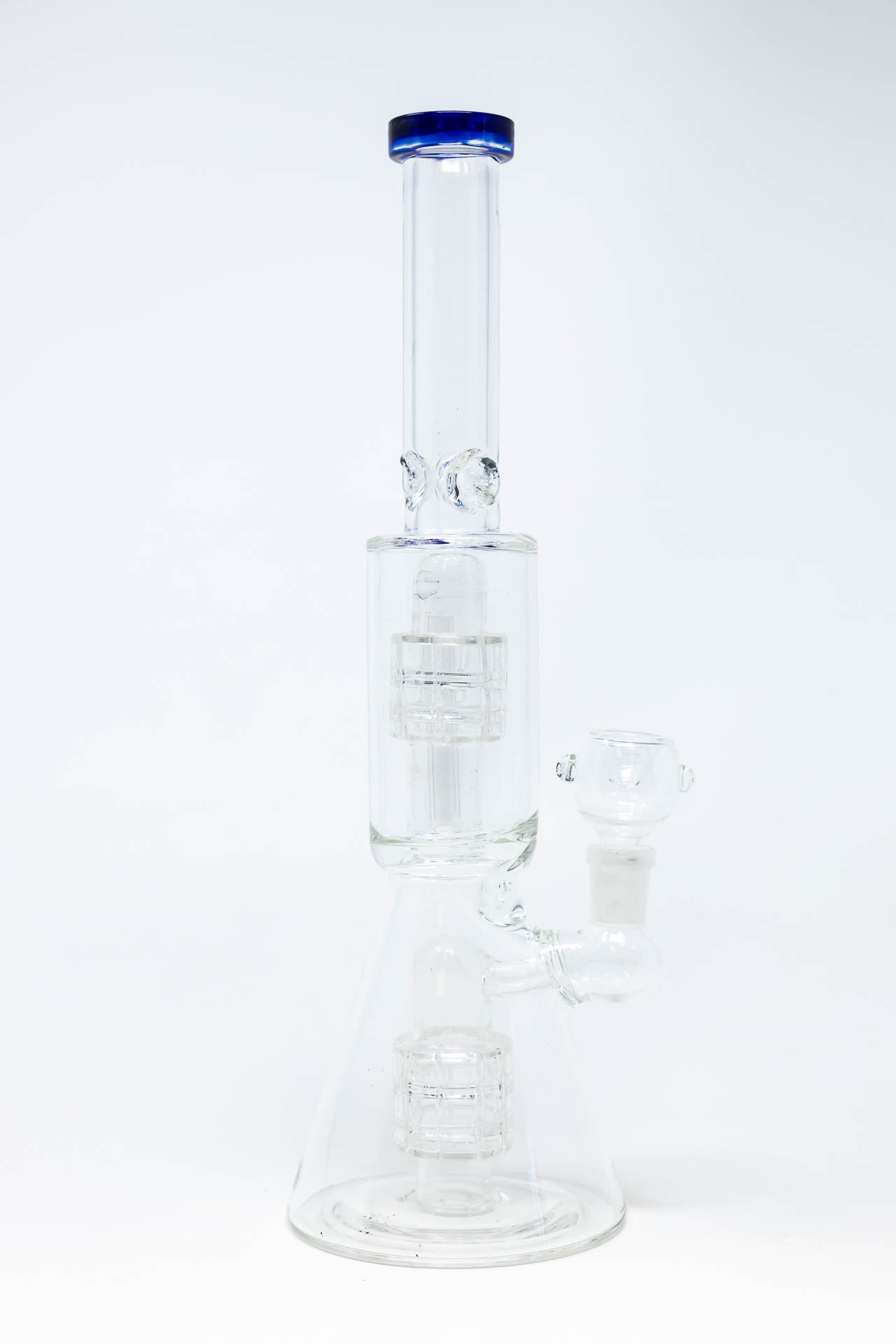 12" Blue Double Percolator Beaker Bong w/ Ice Catcher