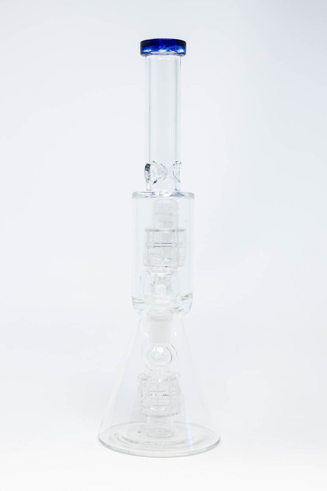 12" Blue Double Percolator Beaker Bong w/ Ice Catcher