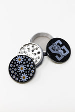 Black 4 Piece Magnetic Daisy Metal Grinder w/ Sharp Teeth StonedGenie.com Grinders