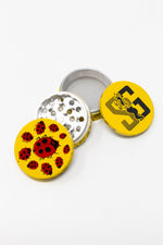 Gold 4 pc Magnetic Yellow Lady Bug Metal Grinder w/ Sharp Teeth StonedGenie.com Grinders