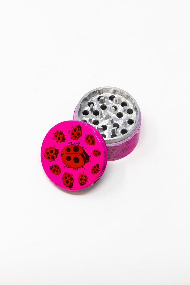 Deep Pink 4 pc Magnetic Pink Lady Bug Metal Grinder w/ Sharp Teeth