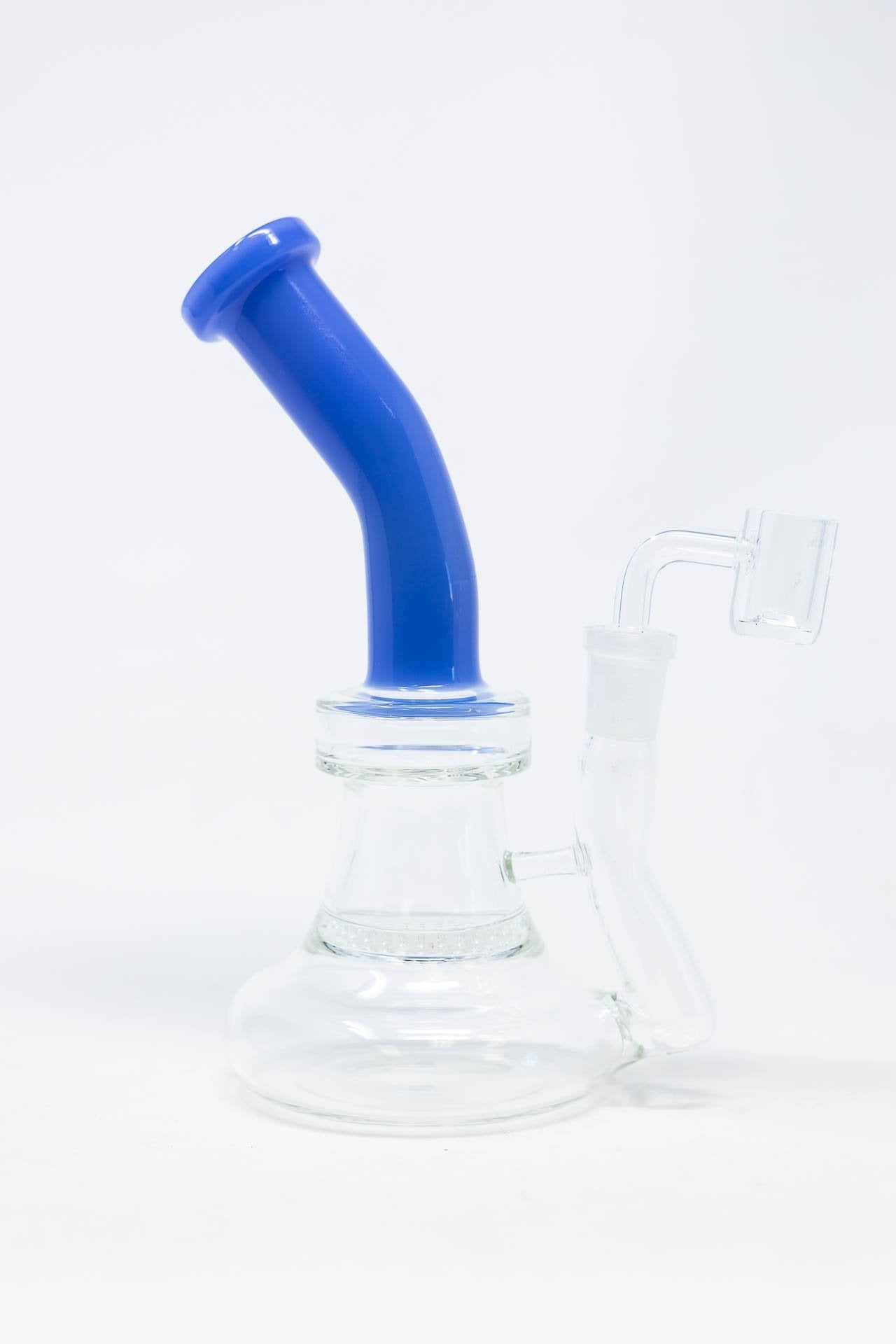 7" Honeycomb Blue Neck Shower Bend Dab Rig StonedGenie.com