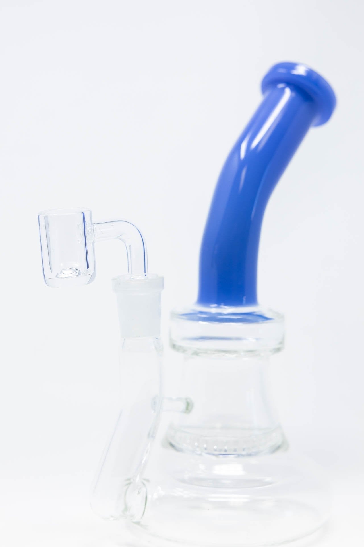 7" Honeycomb Blue Neck Shower Bend Dab Rig StonedGenie.com