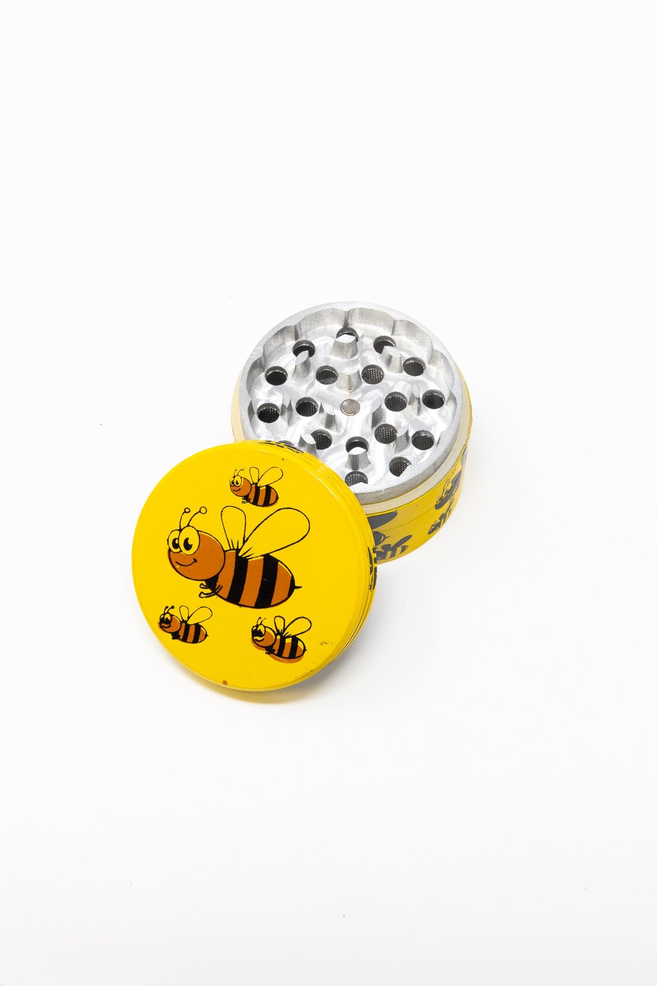 Gold 4 pc Magnetic Yellow Bumble Bee Metal Grinder w/ Sharp Teeth StonedGenie.com Grinders
