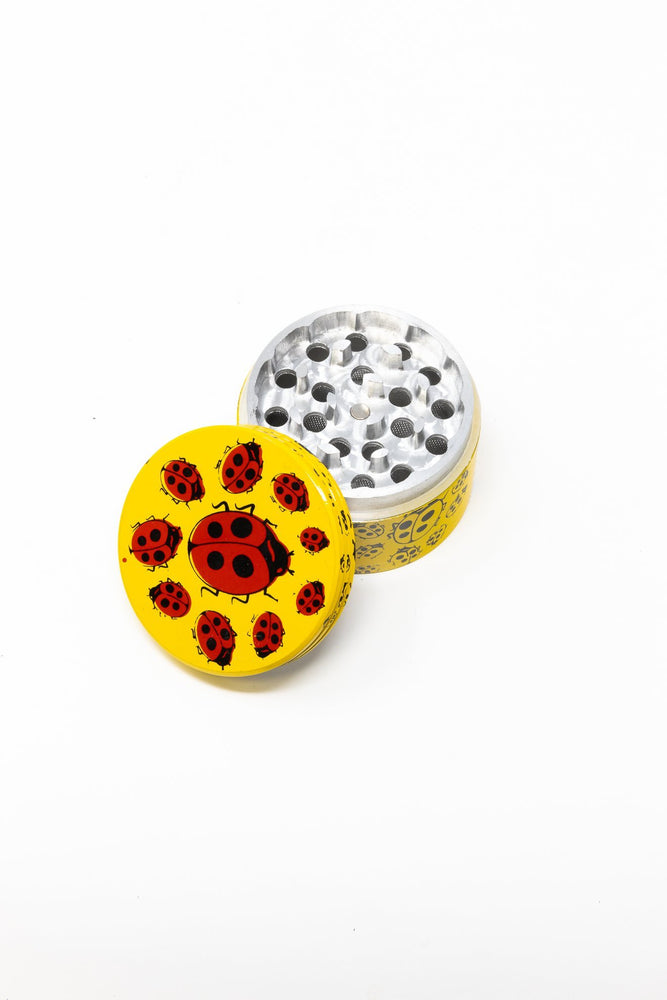 4 pc Magnetic Yellow Lady Bug Metal Grinder w/ Sharp Teeth