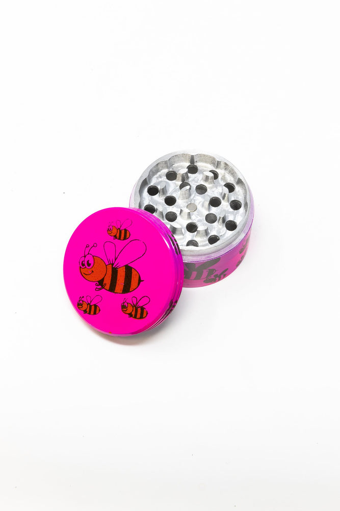 Deep Pink 4 pc Magnetic Pink Bumble Bee Metal Grinder w/ Sharp Teeth