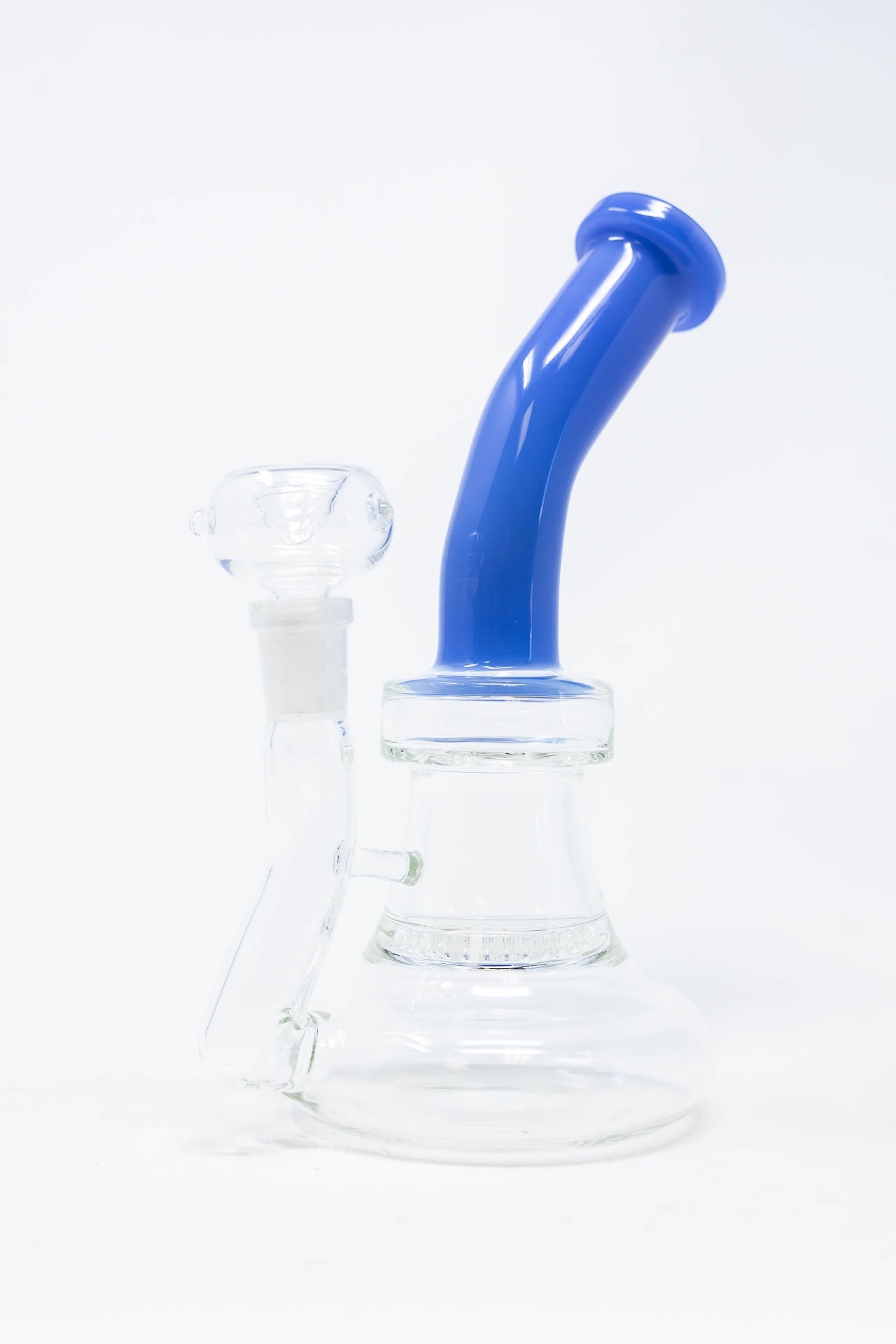 7" Honeycomb Blue Neck Shower Bend Dab Rig StonedGenie.com