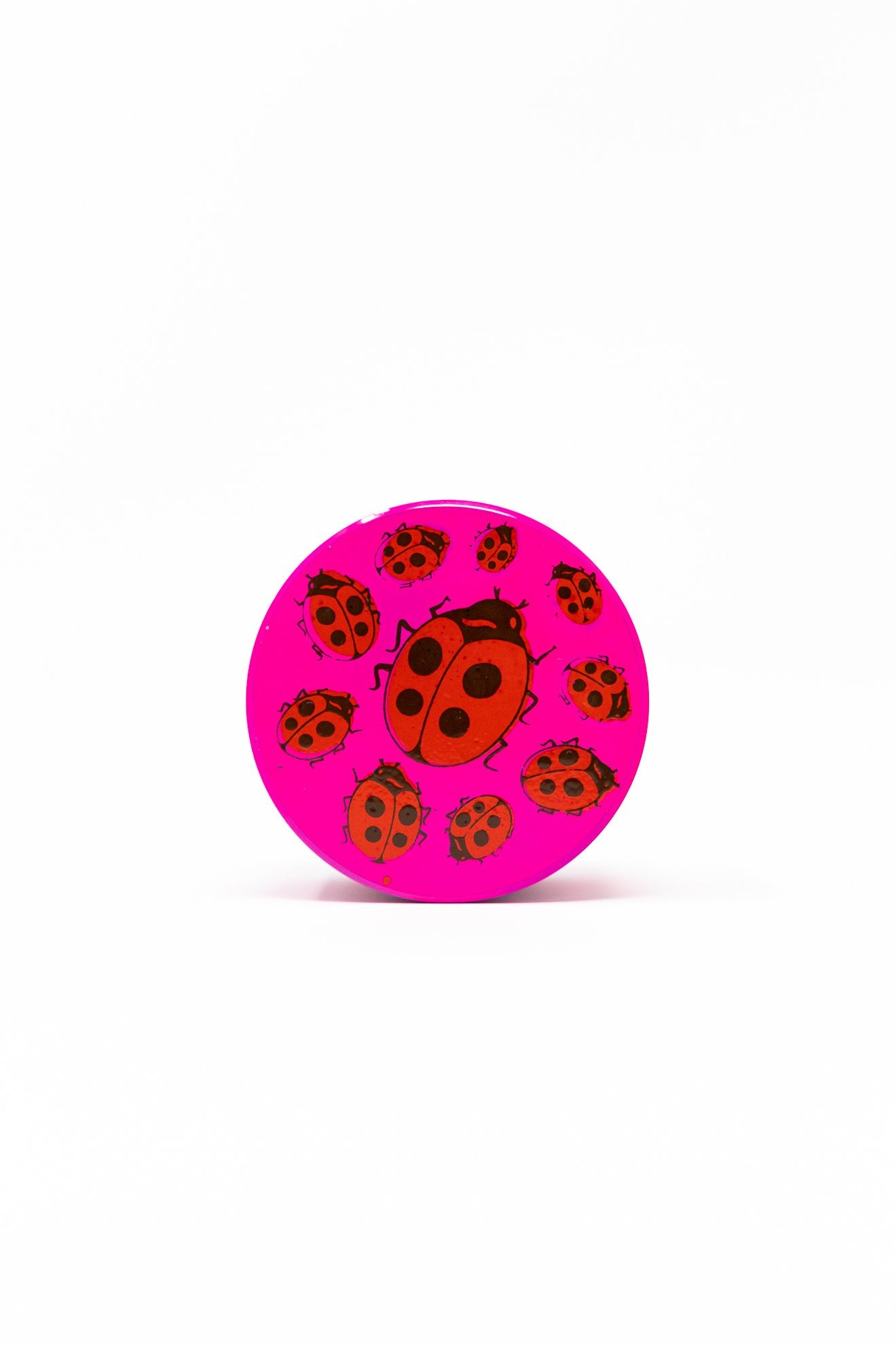 Deep Pink 4 pc Magnetic Pink Lady Bug Metal Grinder w/ Sharp Teeth StonedGenie.com Grinders