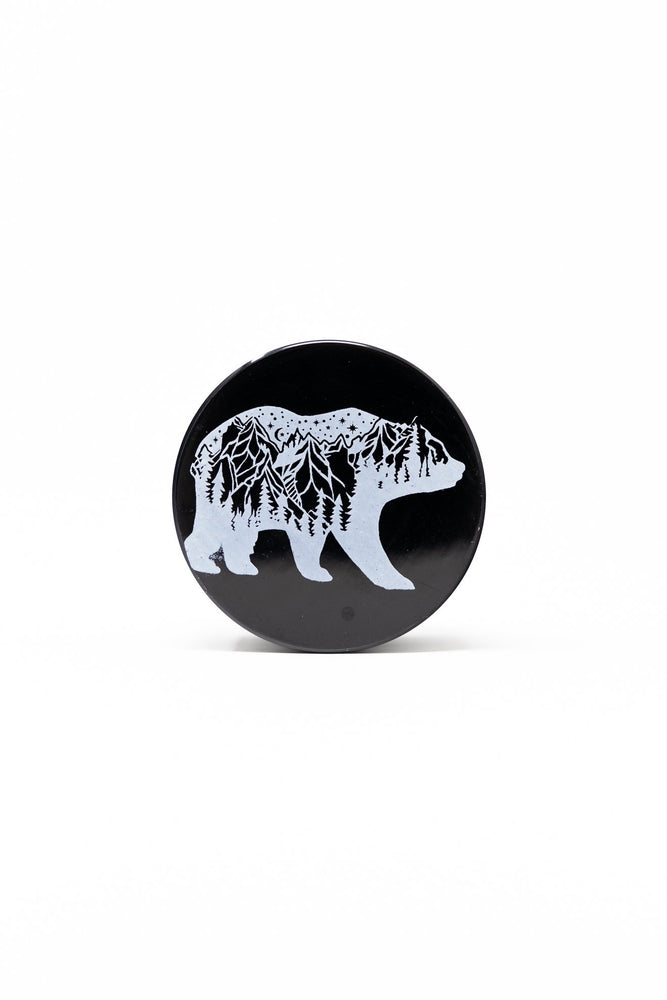 Black 4 pc Black Cali Bear Magnetic Metal Grinder w/ Sharp Teeth