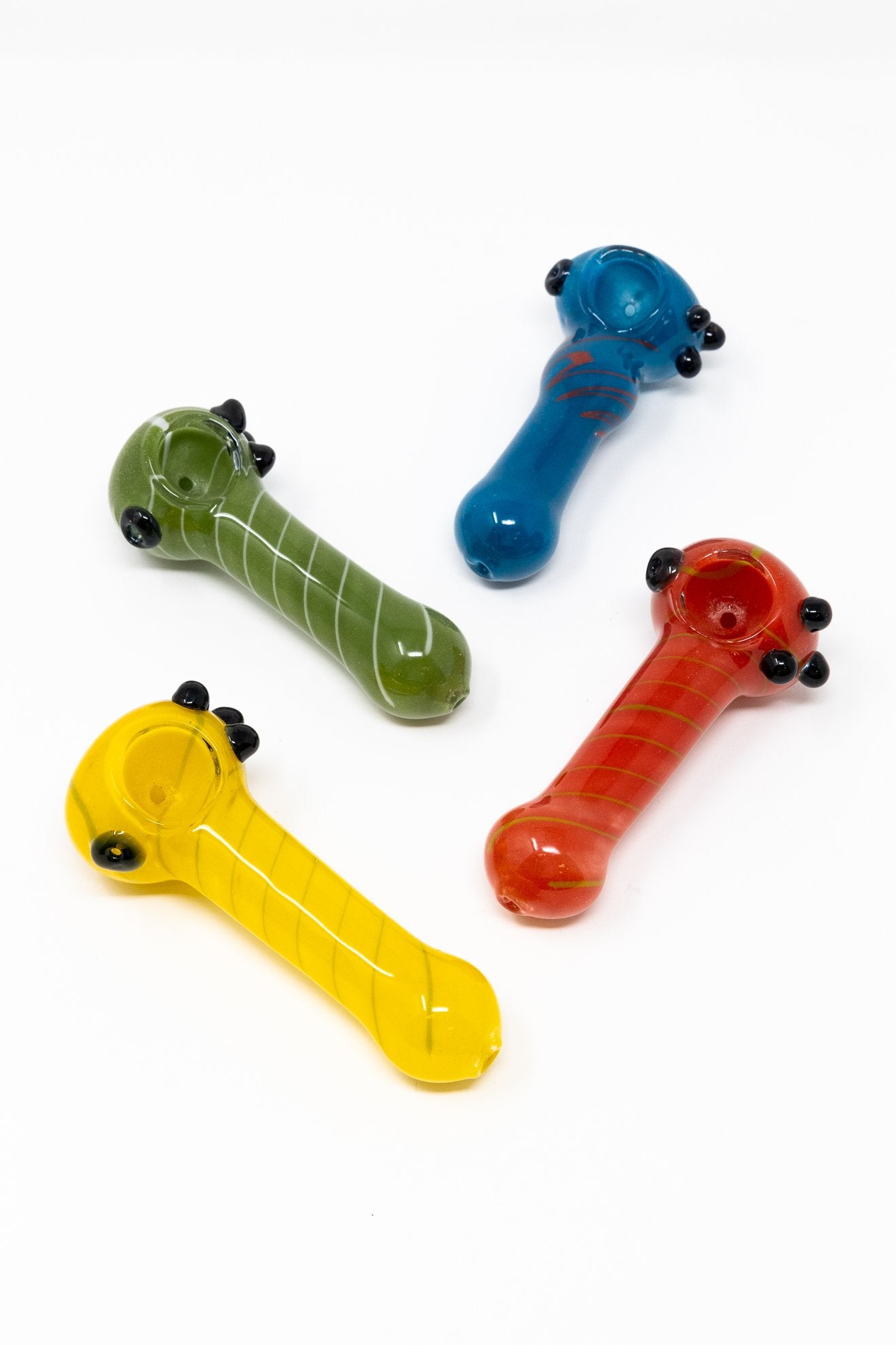 Gold 4.5" Random Color Thick Glass Designer Hand Smoking Pipe w/ Carb Hole StonedGenie.com Glass Pipes