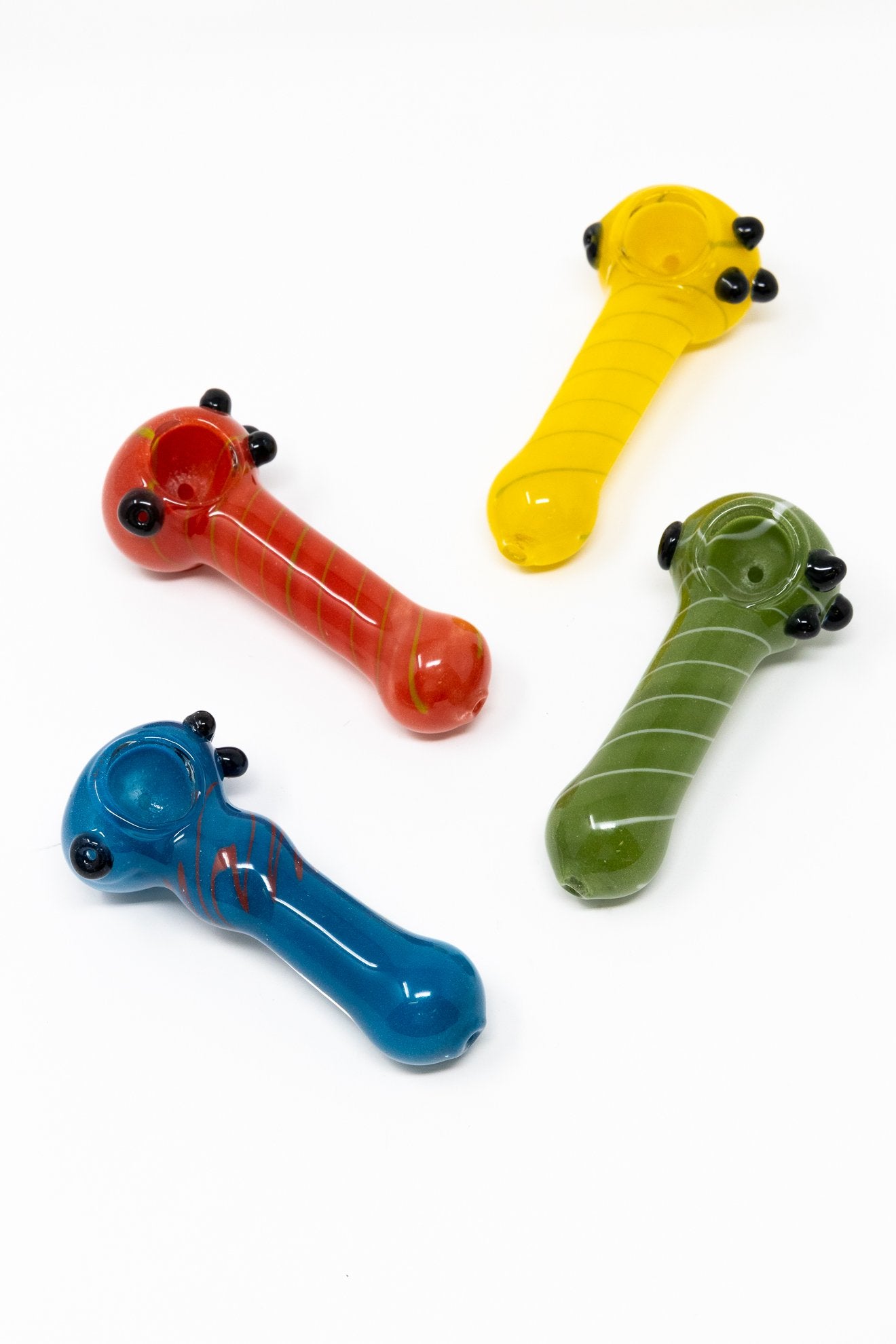 Gold 4.5" Random Color Thick Glass Designer Hand Smoking Pipe w/ Carb Hole StonedGenie.com Glass Pipes