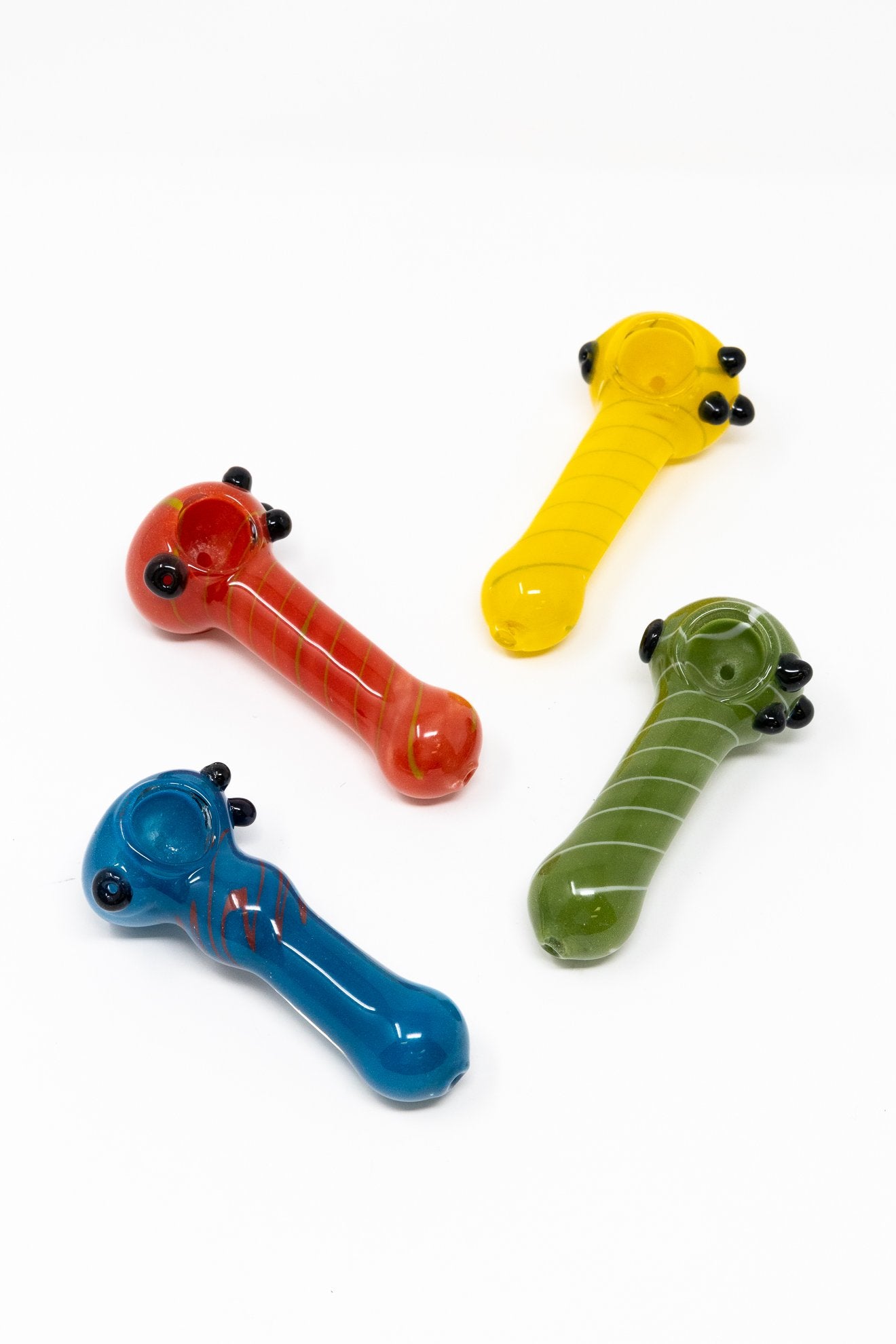 Gold 4.5" Random Color Thick Glass Designer Hand Smoking Pipe w/ Carb Hole StonedGenie.com Glass Pipes