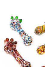 White Smoke 5" Candy Crush Thick Glass Designer Hand Smoking Pipe w/ Carb Hole StonedGenie.com Glass Pipes