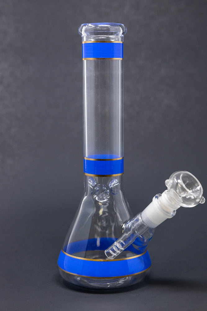 10" Blue Purple Stripe Beaker Bong w/ Ice Catcher