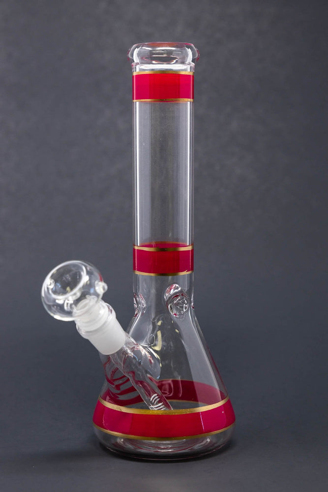 10" Red Stripe Beaker Bong w/ Ice Catcher