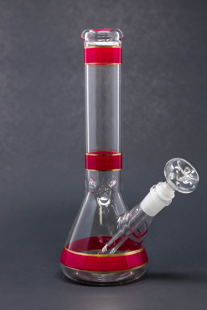 10" Red Stripe Beaker Bong w/ Ice Catcher