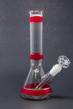 10" Red Stripe Beaker Bong w/ Ice Catcher