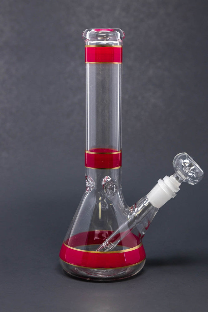 10" Red Stripe Beaker Bong w/ Ice Catcher