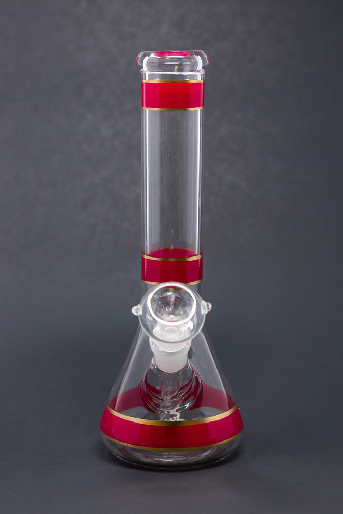 10" Red Stripe Beaker Bong w/ Ice Catcher