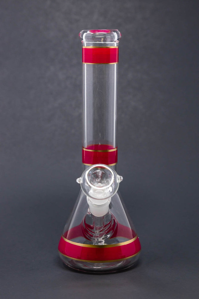 10" Red Stripe Beaker Bong w/ Ice Catcher