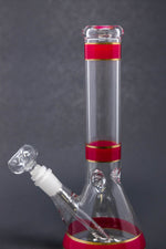 10" Red Stripe Beaker Bong w/ Ice Catcher