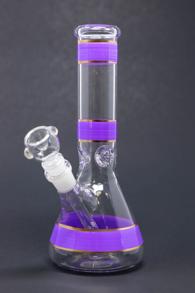 10" Lavender Stripe Beaker Bong w/ Ice Catcher