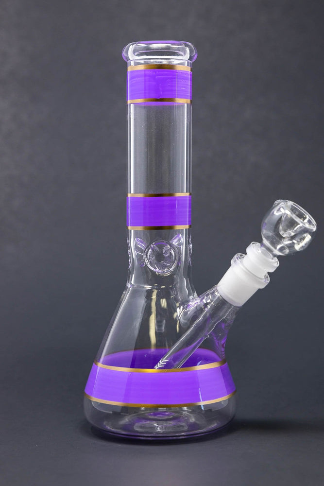 10" Lavender Stripe Beaker Bong w/ Ice Catcher