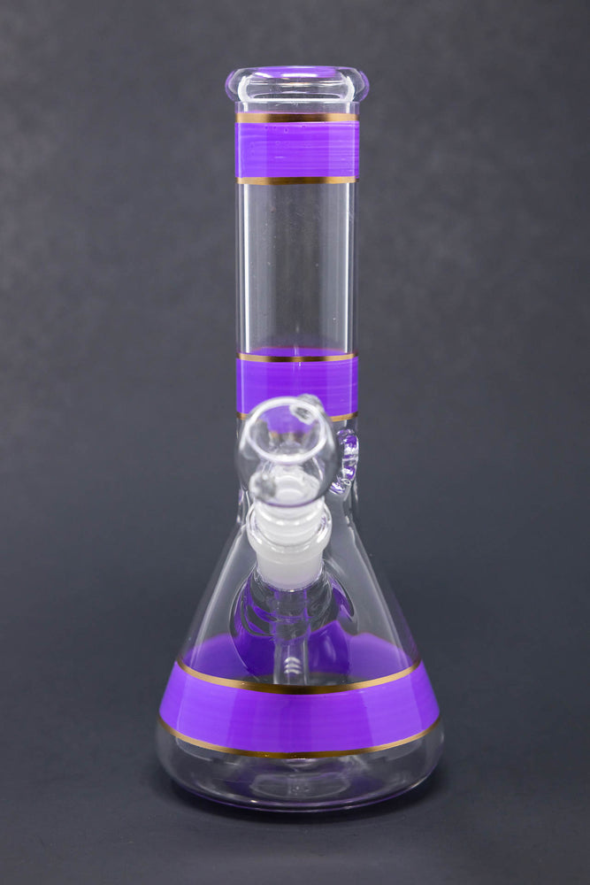 10" Lavender Stripe Beaker Bong w/ Ice Catcher