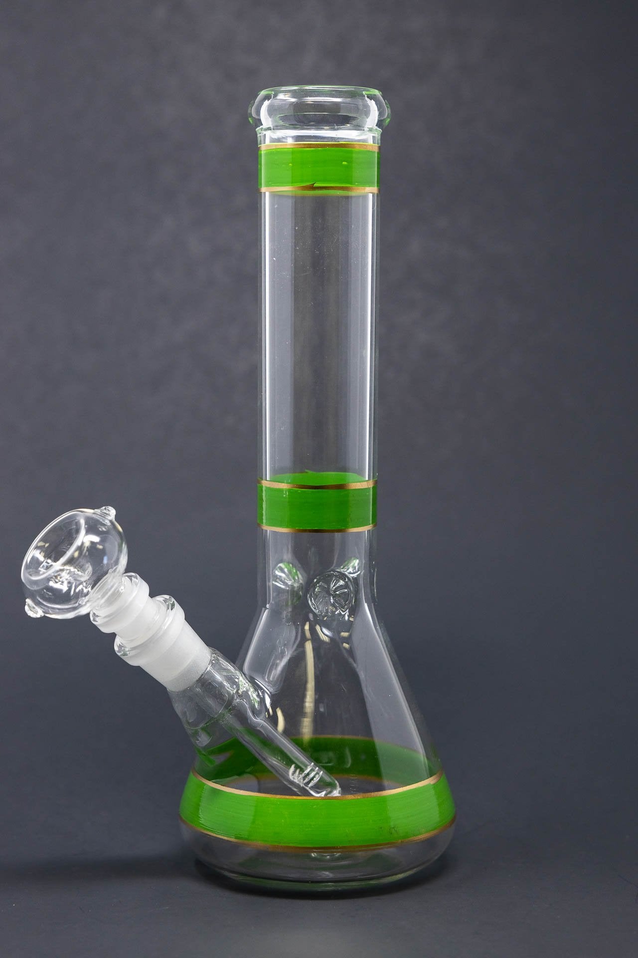 10" Green Stripe Beaker Bong w/ Ice Catcher
