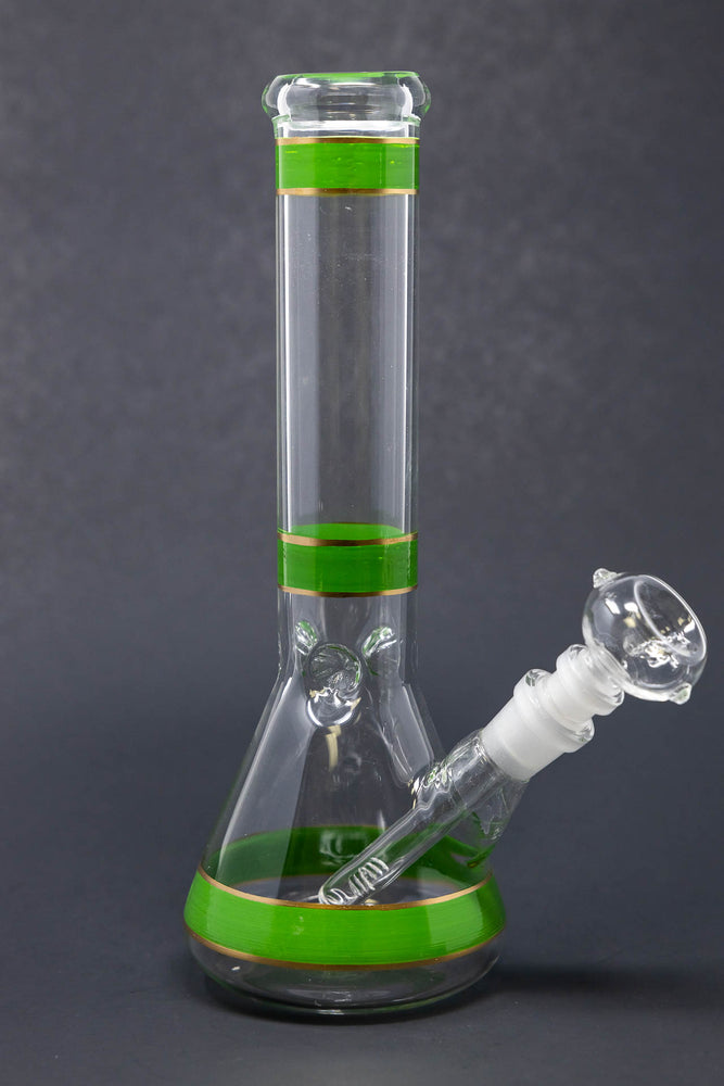 10" Green Stripe Beaker Bong w/ Ice Catcher