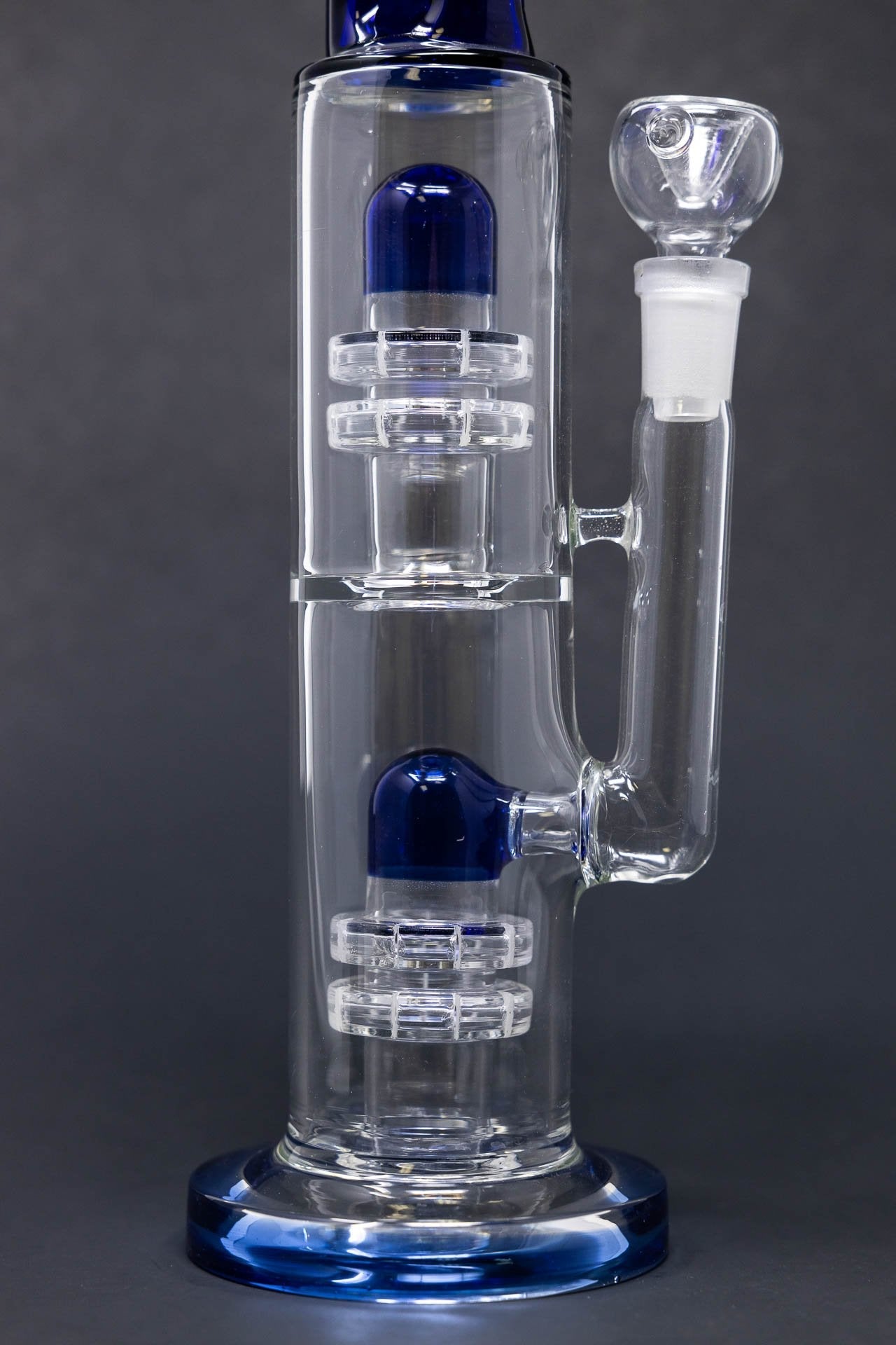 14" Stoned Genie Blue Double Percolator Bong