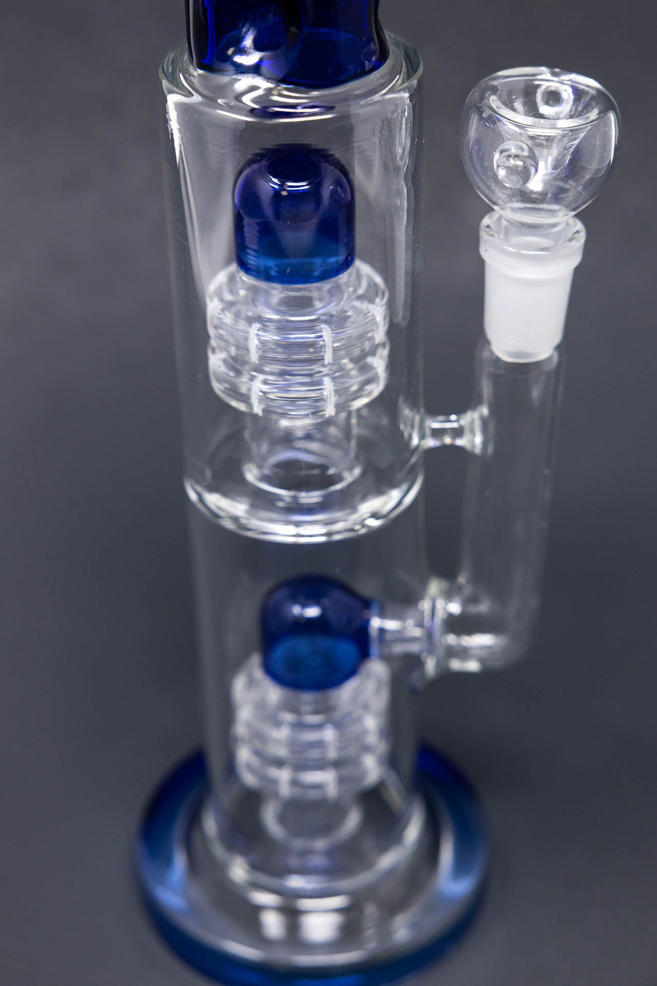 14" Stoned Genie Blue Double Percolator Bong