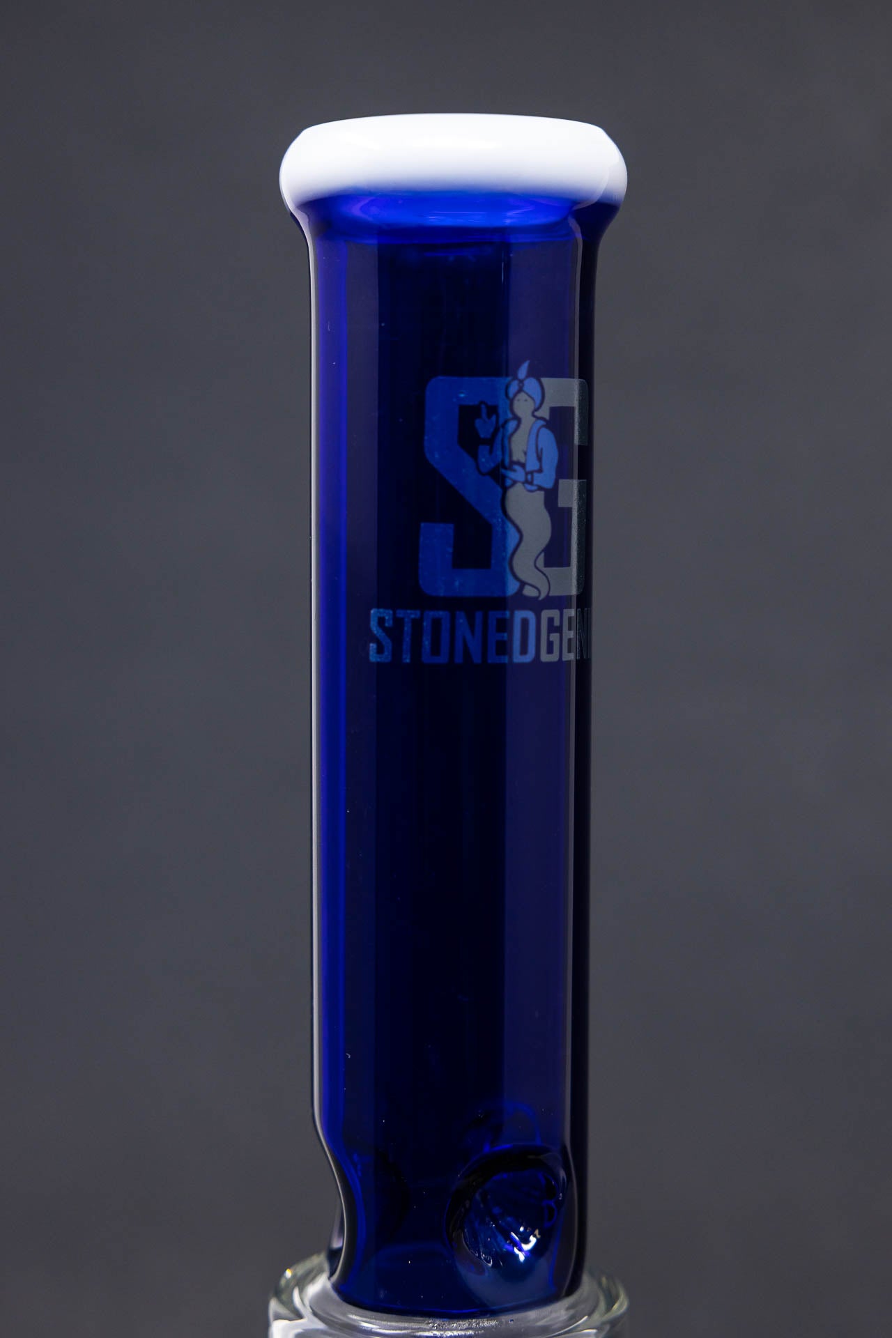 14" Stoned Genie Blue Double Percolator Bong