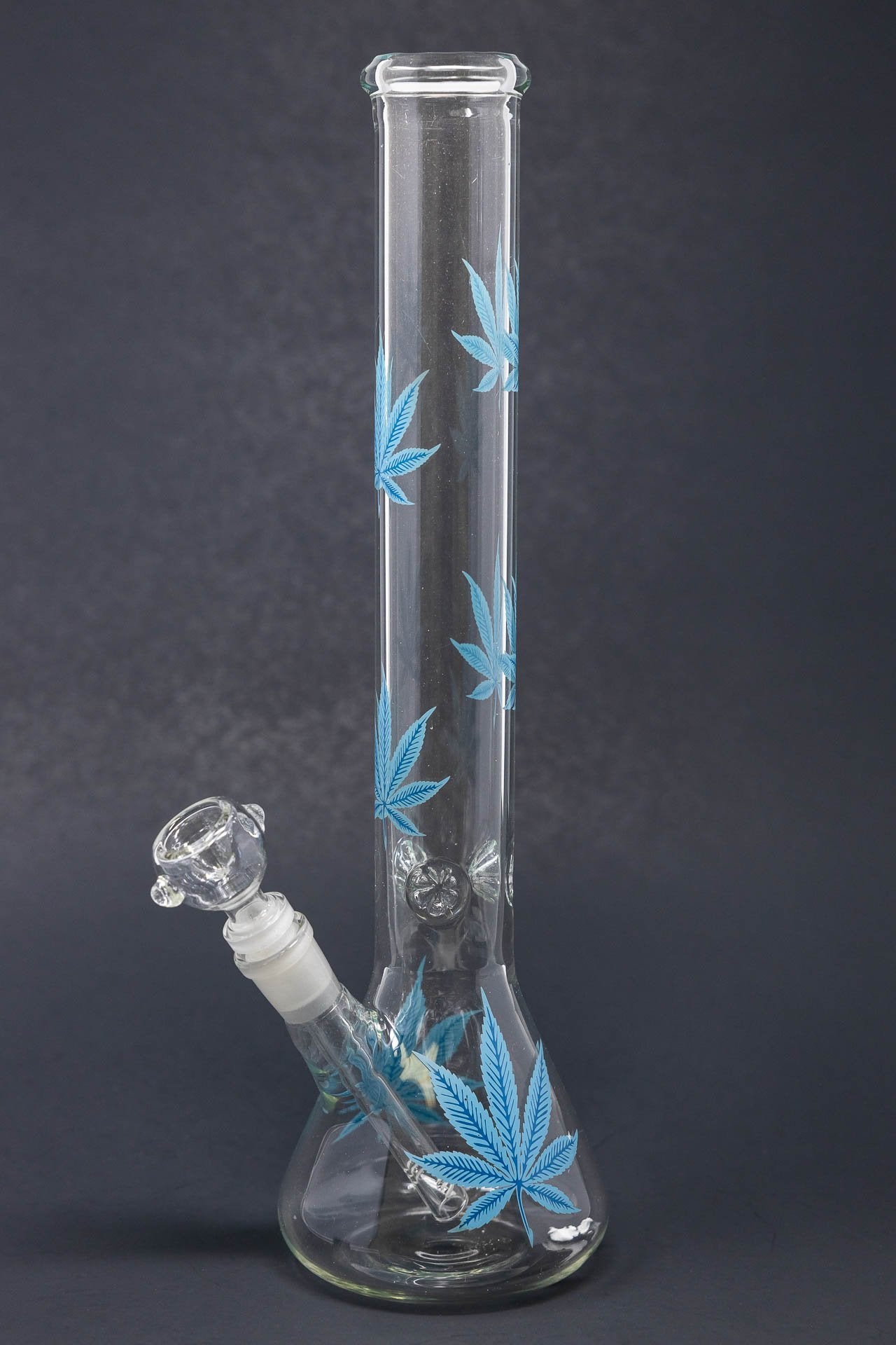 14" Blue Leaf Beaker Bong w/ Ice Catcher