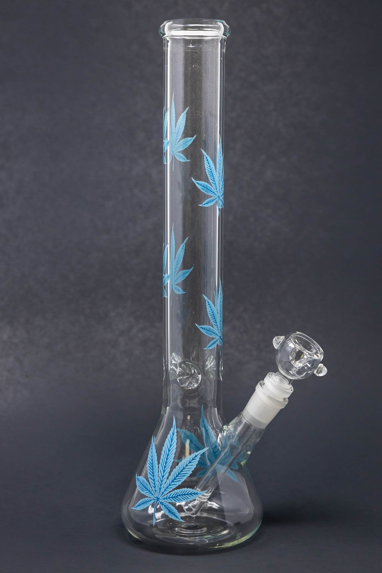 14" Blue Leaf Beaker Bong w/ Ice Catcher