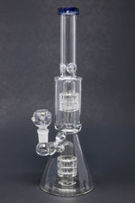 12" Blue Double Percolator Beaker Bong w/ Ice Catcher