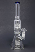 12" Blue Double Percolator Beaker Bong w/ Ice Catcher