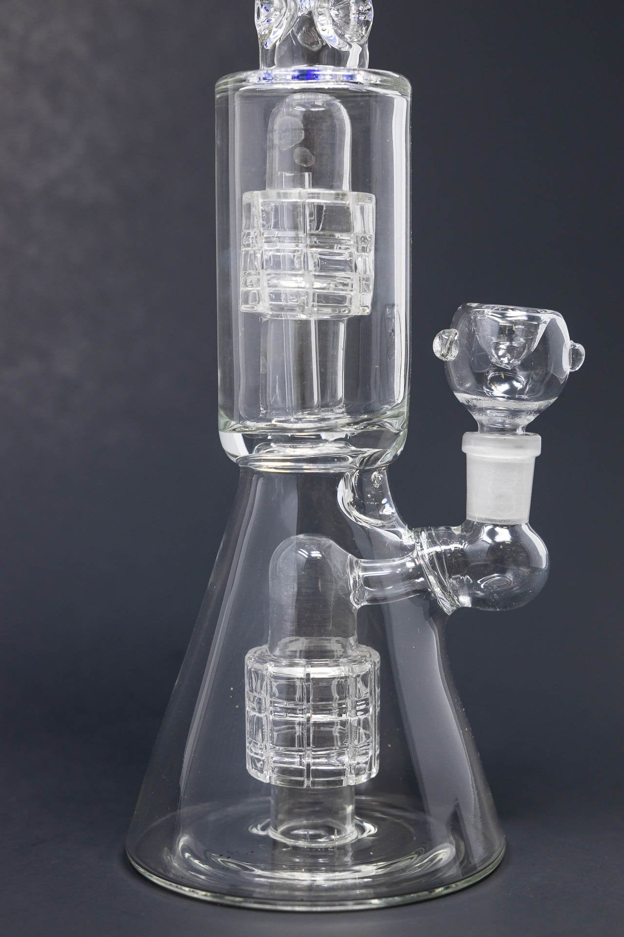 12" Blue Double Percolator Beaker Bong w/ Ice Catcher