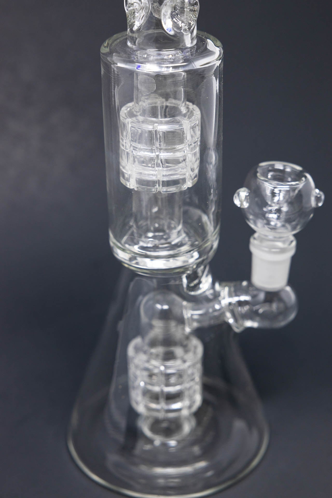 12" Blue Double Percolator Beaker Bong w/ Ice Catcher