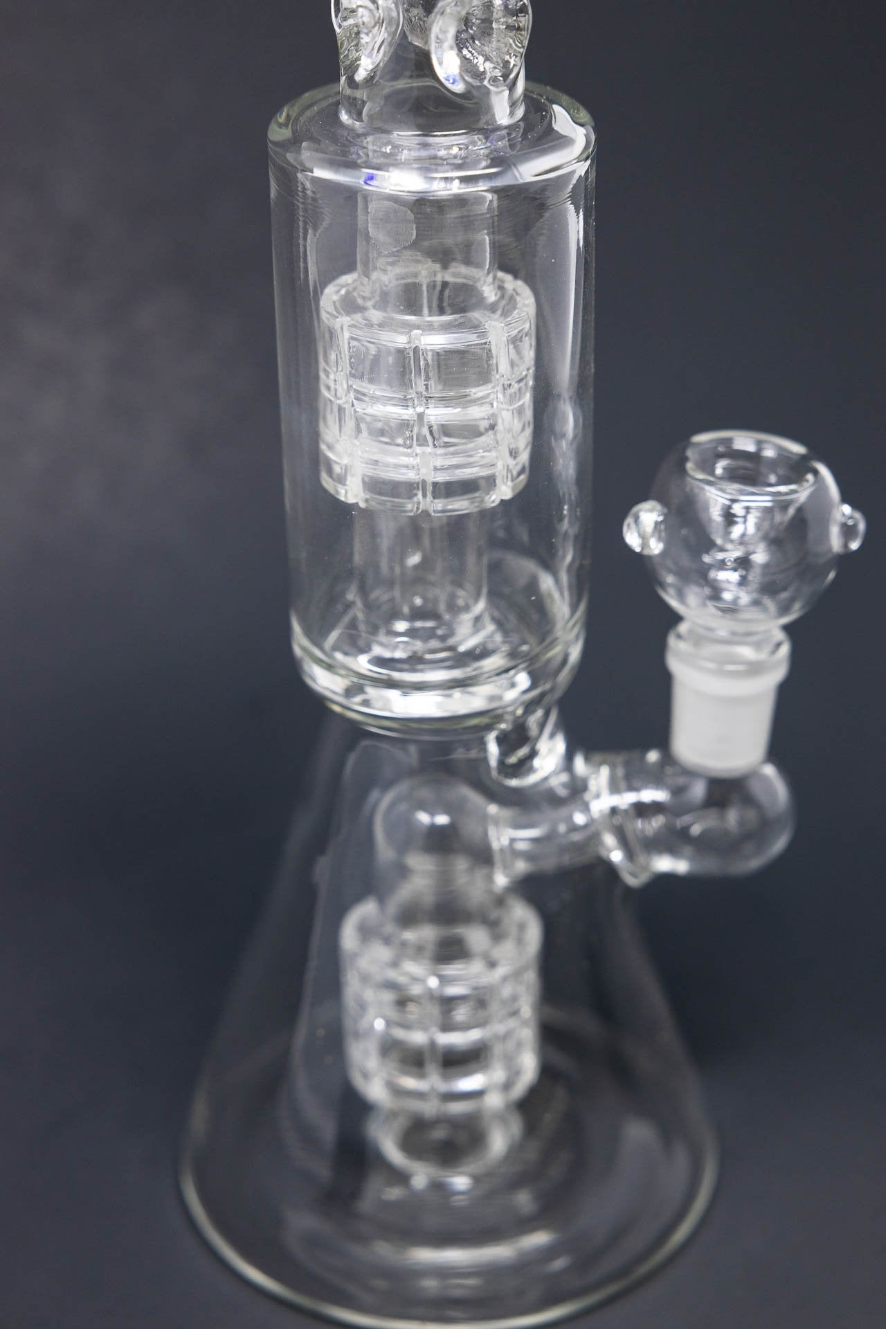 12" Blue Double Percolator Beaker Bong w/ Ice Catcher