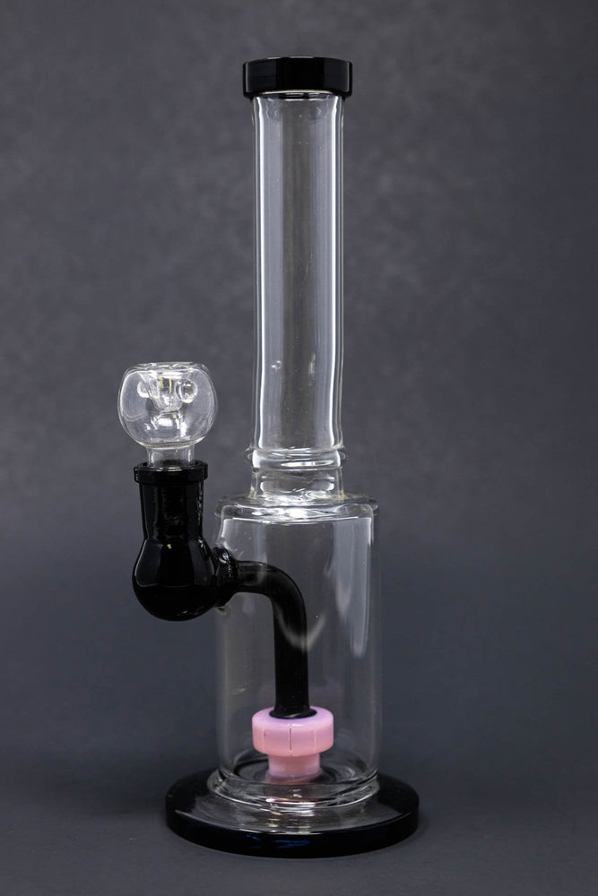 12" Black & Pink Flat Base Bong