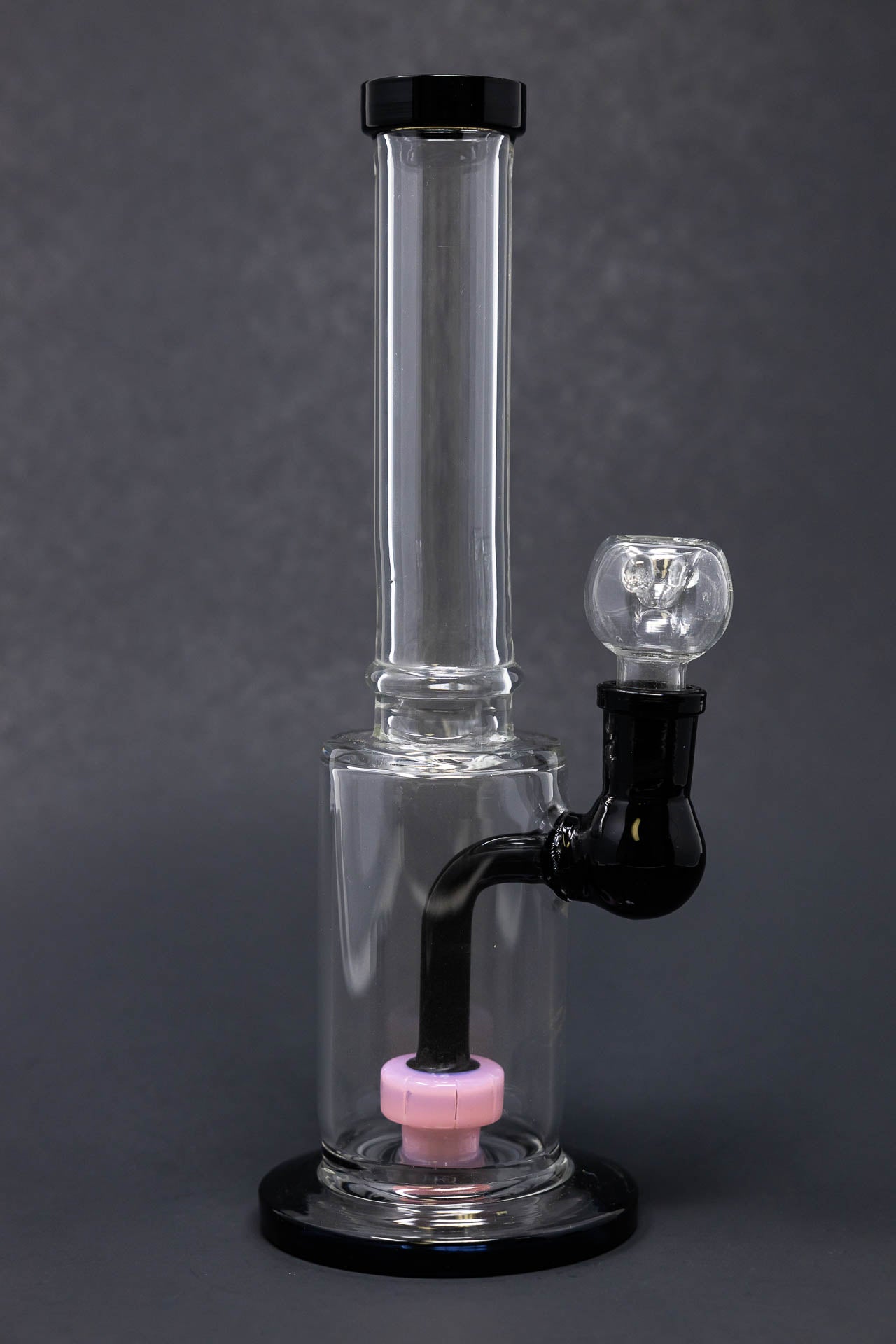 12" Black & Pink Flat Base Bong