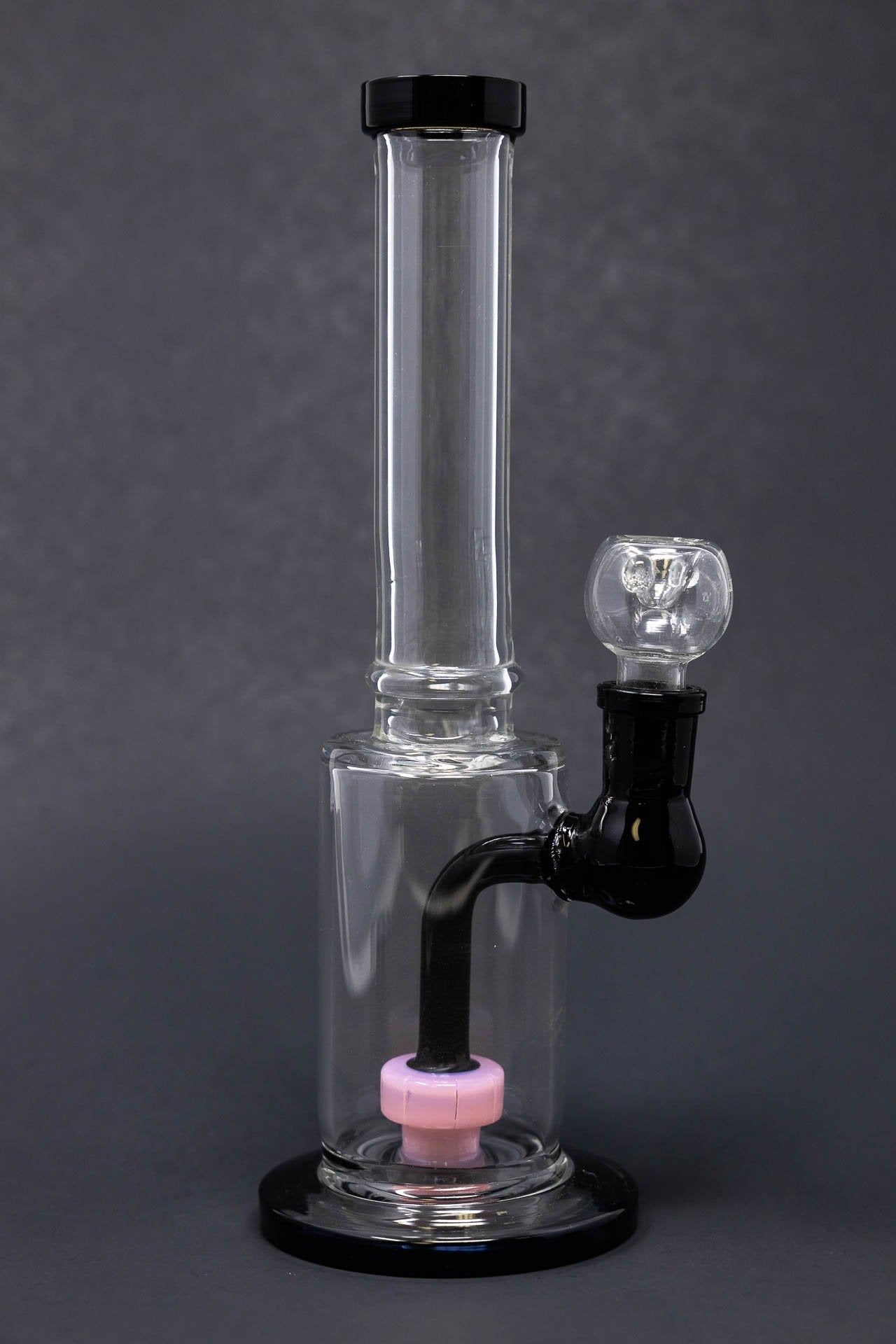 12" Black & Pink Flat Base Bong